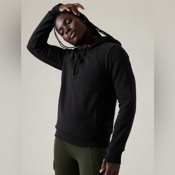 Athleta Retroplush Revive Hoodie Black Sweatshirt Size M - Picture 2 of 10